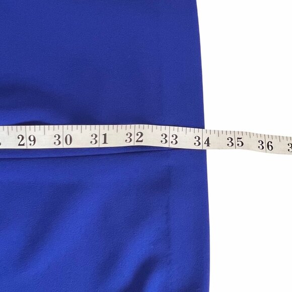 Calvin Klein Off-Shoulder Sheath Blue Dress Size 14 Ruffled 3/4 Sleeves EUC - Picture 13 of 14